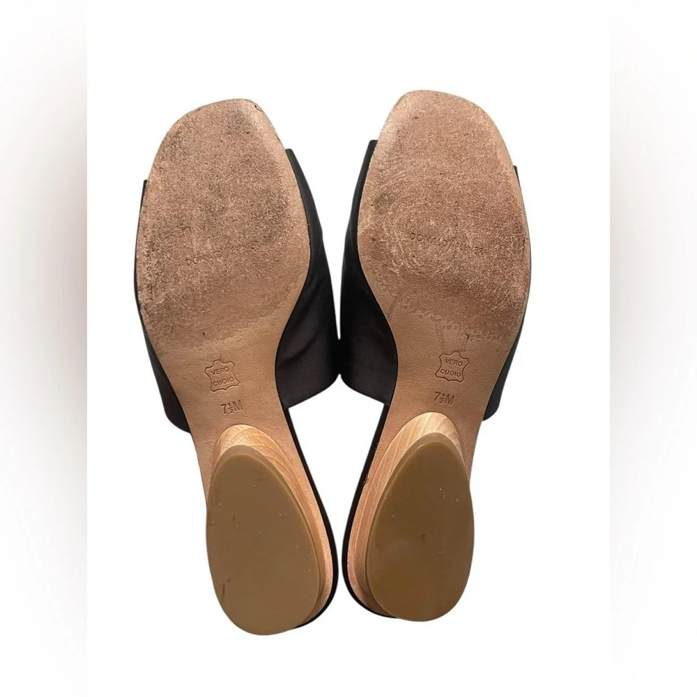Satin Mules Black Slip On Slides with a 2.5" Heel by Donald Pilner 7.5 - Picture 3 of 8